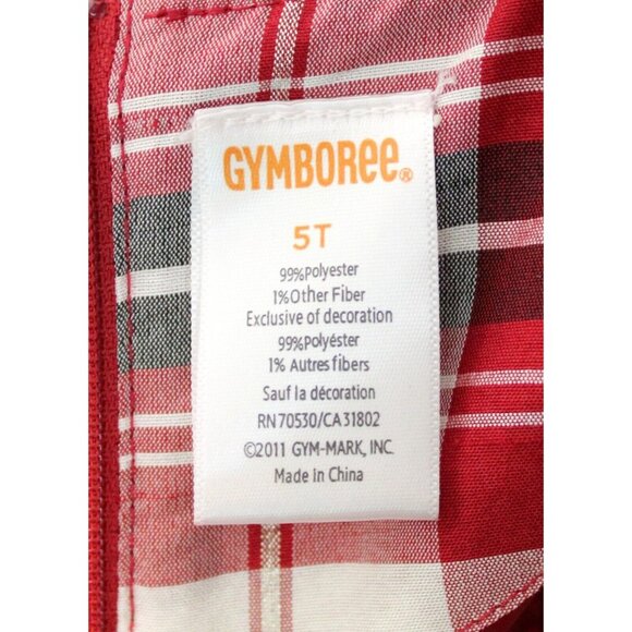 2012 Gymboree Holiday Memories Red White Plaid Dress sz 5T Shiny Lined Bow Cute - Picture 8 of 9